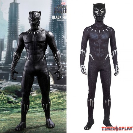 2018 Black Panther Cosplay Costume Black Jumpsuit