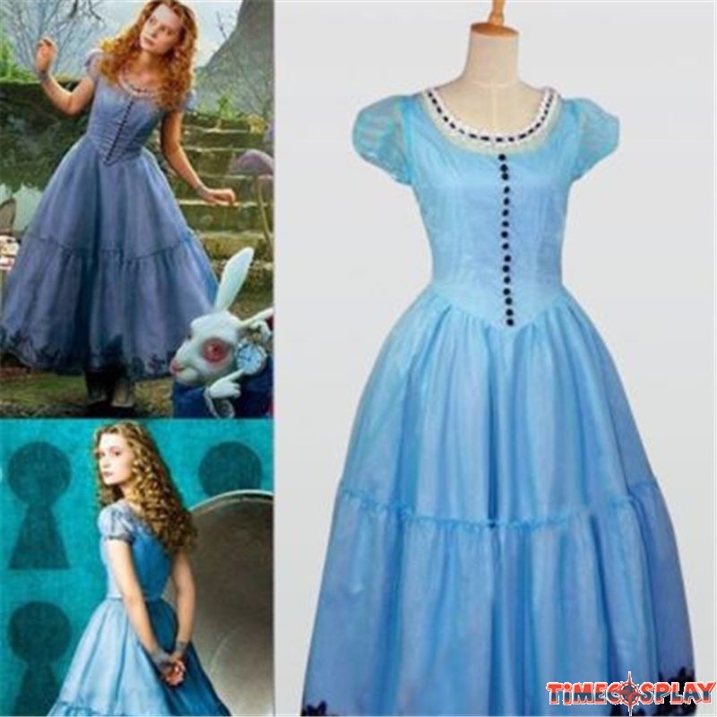 Ongekend Alice In Wonderland Cosplay Tim Burton Blue Dress Halloween CP-73