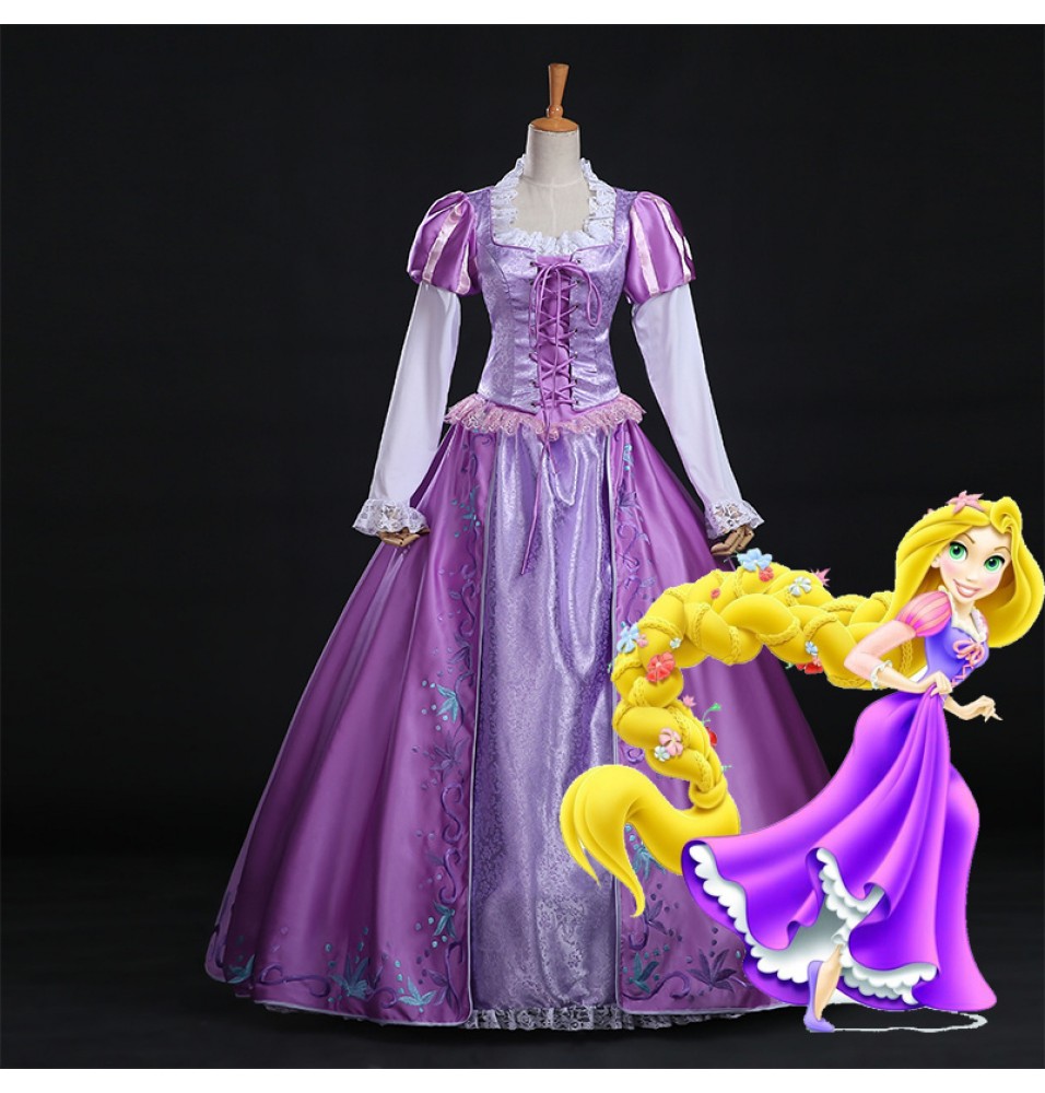 Disney Tangled Rapunzel Princess Dress Halloween Cosplay Costume